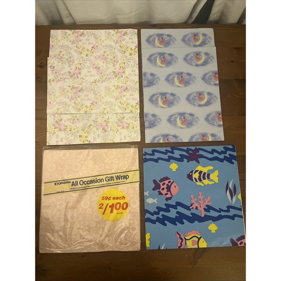 4 Patterns Vintage Gift Wrap Paper‎ - Picture 1 of 5
